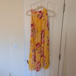 NWT cheerful yellow and pink flowered halter summer dress, size XL